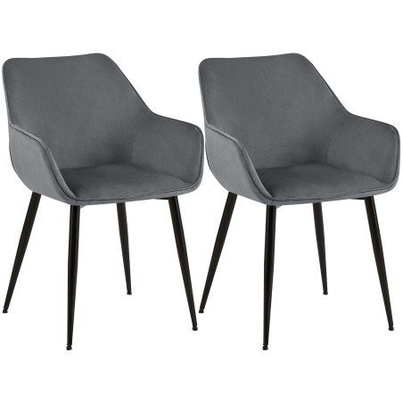 Juego de 2 sillas de comedor Vessa en terciopelo gris oscuro