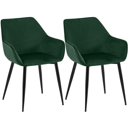 Juego de 2 sillas de comedor Vessa en terciopelo verde