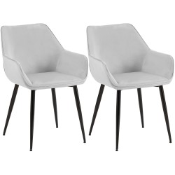 Juego de 2 sillas de comedor Vessa en terciopelo gris claro