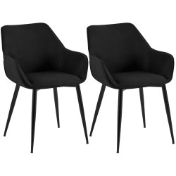 Juego de 2 sillas de comedor Vessa en tela negra