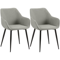 Juego de 2 sillas de comedor Vessa en tela gris claro