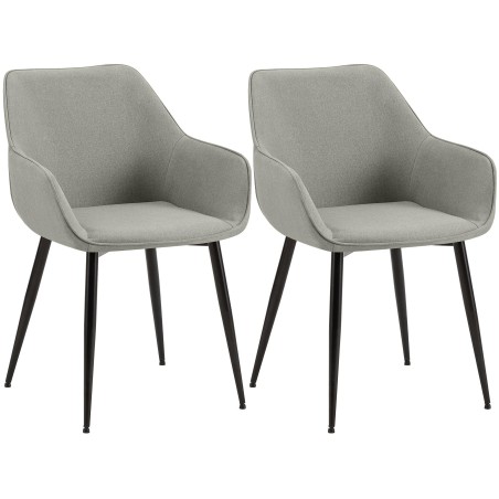 Juego de 2 sillas de comedor Vessa en tela gris claro