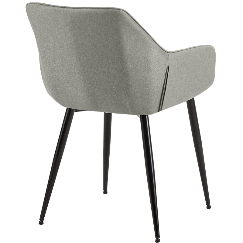 Juego de 2 sillas de comedor Vessa en tela gris claro