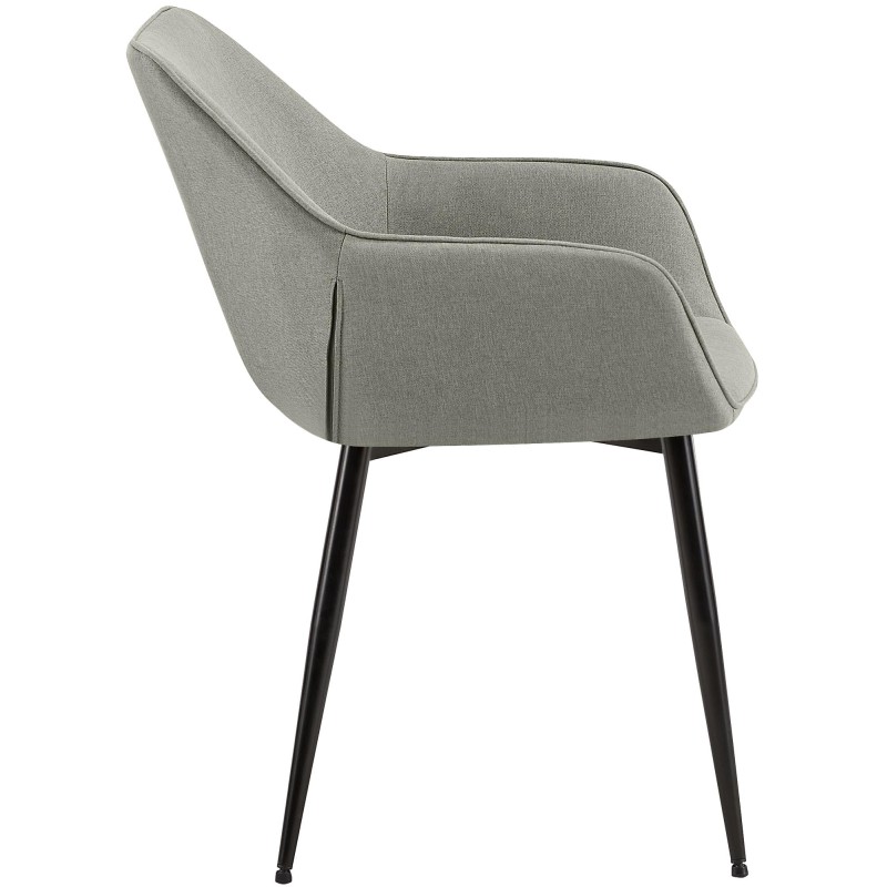 Juego de 2 sillas de comedor Vessa en tela gris claro