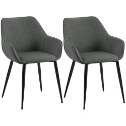 Juego de 2 sillas de comedor Vessa en tela gris oscuro