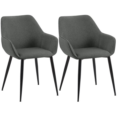 Juego de 2 sillas de comedor Vessa en tela gris oscuro