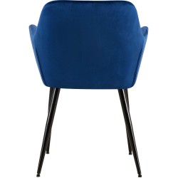 Juego de 2 sillas de comedor Emia en terciopelo azul