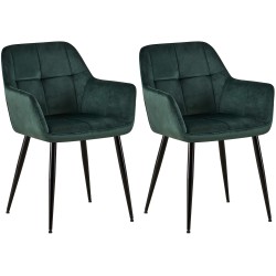 Juego de 2 sillas de comedor Emia en terciopelo verde