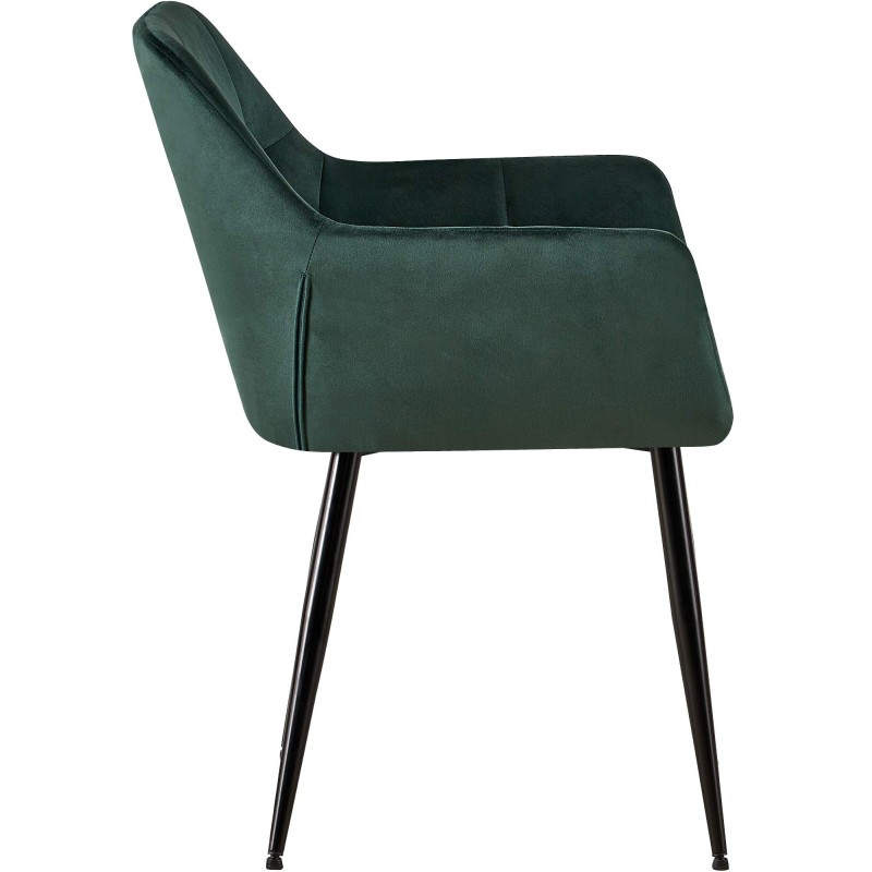 Juego de 2 sillas de comedor Emia en terciopelo verde
