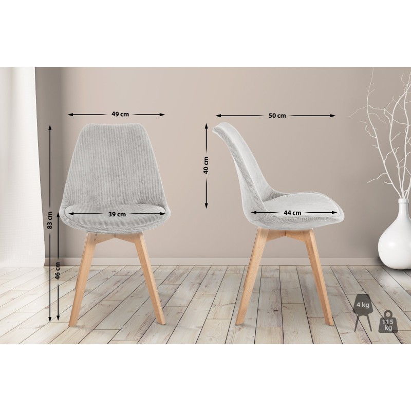 Juego de 4 sillas Linares Cord beige