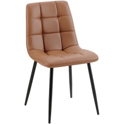 Silla de comedor Antibes, piel sintética, marrón oscuro