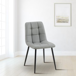 Silla de comedor Antibes, piel sintética gris claro