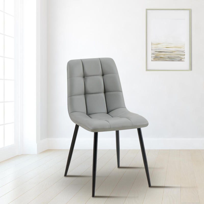 Silla de comedor Antibes, piel sintética gris claro