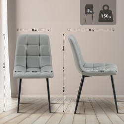 Silla de comedor Antibes, piel sintética gris claro