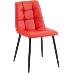 Silla de comedor Antibes, polipiel roja