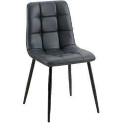 Silla de comedor Antibes, polipiel negra