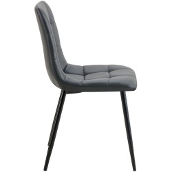 Silla de comedor Antibes, polipiel negra
