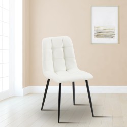 Silla de comedor Antibes, polipiel blanca