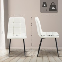 Silla de comedor Antibes, polipiel blanca