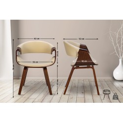 Juego de 2 sillas de comedor Foley, piel sintética, color nogal/crema
