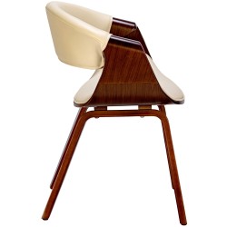 Juego de 2 sillas de comedor Foley, piel sintética, color nogal/crema
