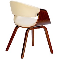Juego de 2 sillas de comedor Foley, piel sintética, color nogal/crema