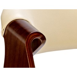 Juego de 2 sillas de comedor Foley, piel sintética, color nogal/crema