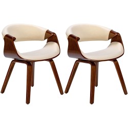 Juego de 2 sillas de comedor Foley de tela en color nogal/crema