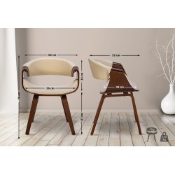 Juego de 2 sillas de comedor Foley de tela en color nogal/crema