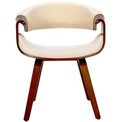 Juego de 2 sillas de comedor Foley de tela en color nogal/crema