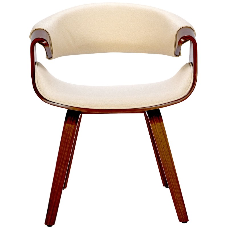 Juego de 2 sillas de comedor Foley de tela en color nogal/crema