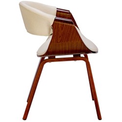 Juego de 2 sillas de comedor Foley de tela en color nogal/crema