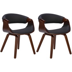 Juego de 2 sillas de comedor Foley de tela en nogal/negro
