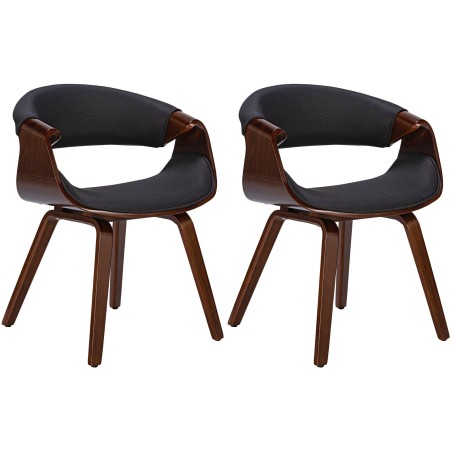 Juego de 2 sillas de comedor Foley de tela en nogal/negro