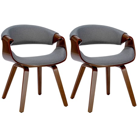 Juego de 2 sillas de comedor Foley de tela en nogal/gris