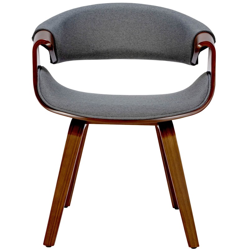 Juego de 2 sillas de comedor Foley de tela en nogal/gris