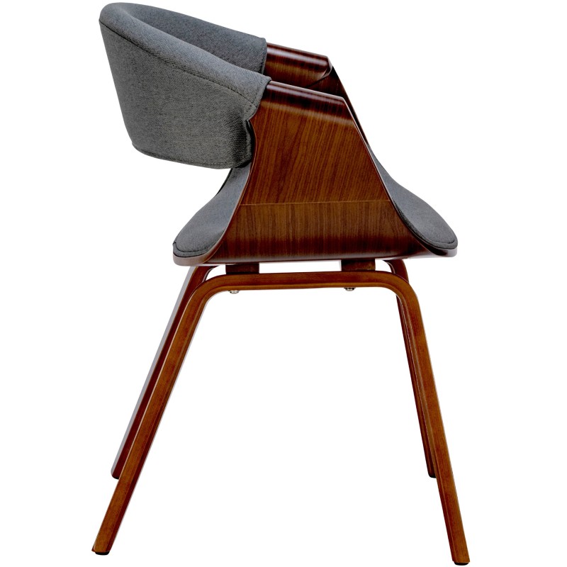 Juego de 2 sillas de comedor Foley de tela en nogal/gris