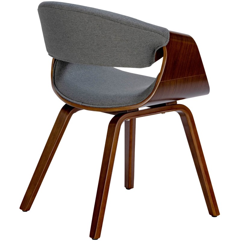 Juego de 2 sillas de comedor Foley de tela en nogal/gris