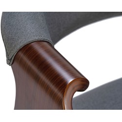 Juego de 2 sillas de comedor Foley de tela en nogal/gris