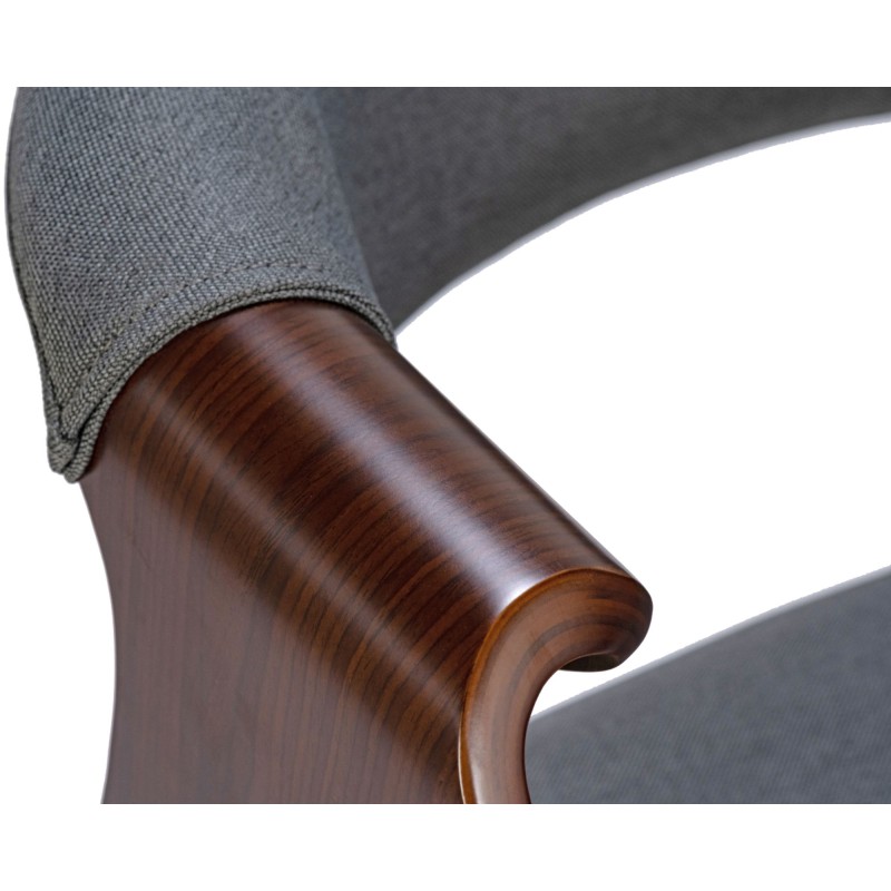 Juego de 2 sillas de comedor Foley de tela en nogal/gris