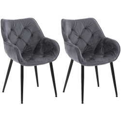 Juego de 2 sillas de terciopelo Tanna gris oscuro