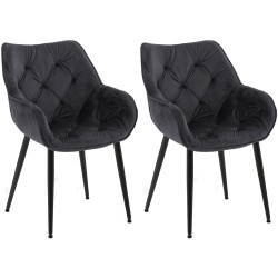 Conjunto de 2 sillas Tanna en terciopelo negro
