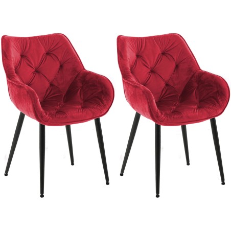 Juego de 2 sillas Tanna en terciopelo rojo