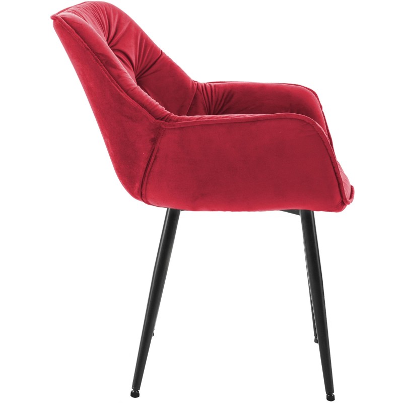 Juego de 2 sillas Tanna en terciopelo rojo