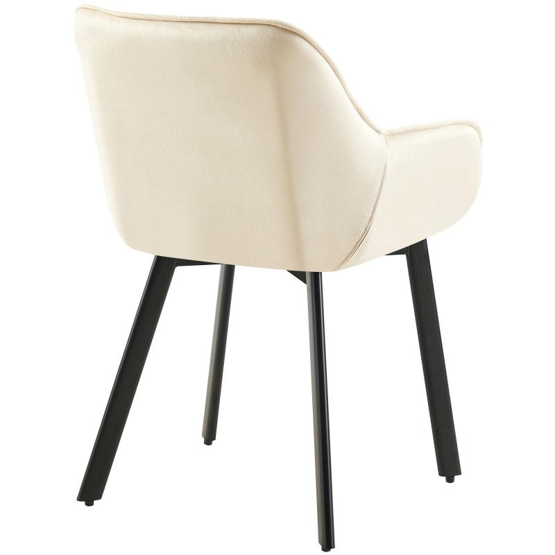 Silla de comedor Antigo de terciopelo color crema