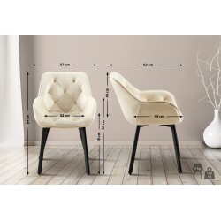 Silla de comedor Antigo de terciopelo color crema