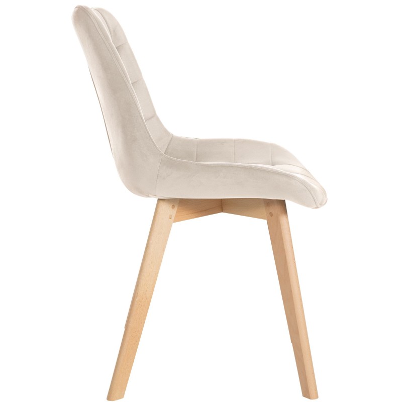 Juego de 2 sillas Brook de terciopelo color crema