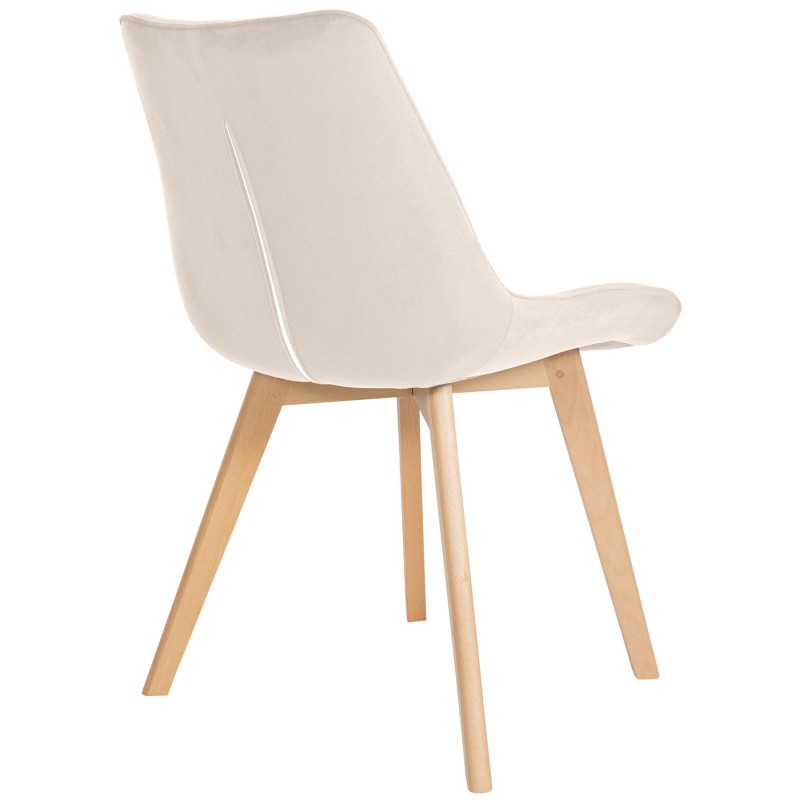 Juego de 2 sillas Brook de terciopelo color crema