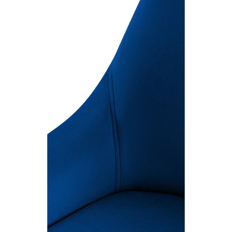 Silla de comedor Elmira en terciopelo azul oscuro y negro