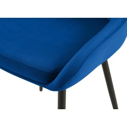 Silla de comedor Elmira en terciopelo azul oscuro y negro